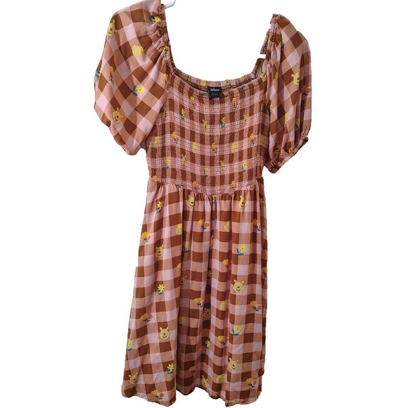 Disney Winnie the Pooh gingham allover print smock dress size small - Picture 1 of 11